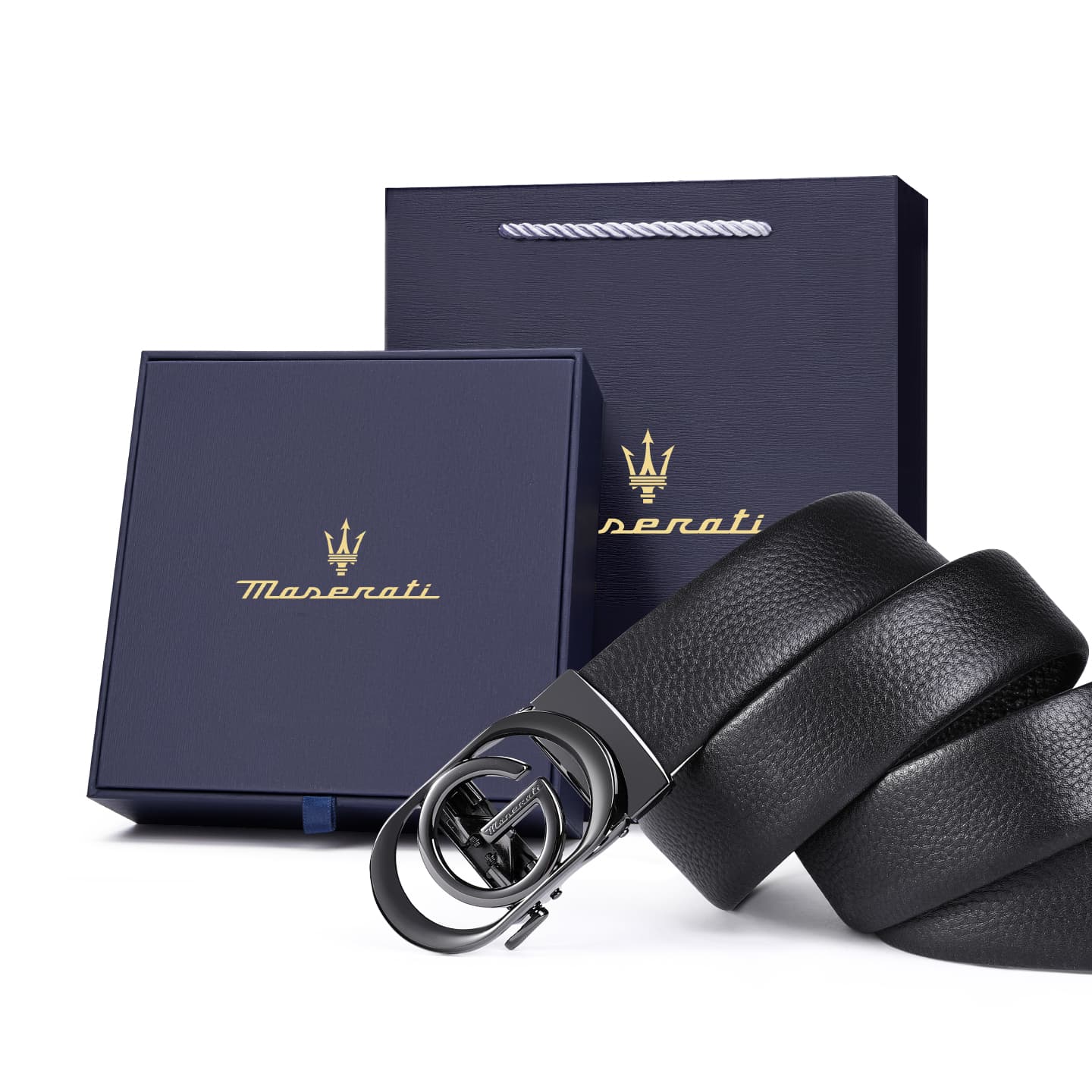 Ремень Maserati Сплав Лицевая коровья кожа Ремни Мужской Матовый металлический 3,5 см - изображение 3