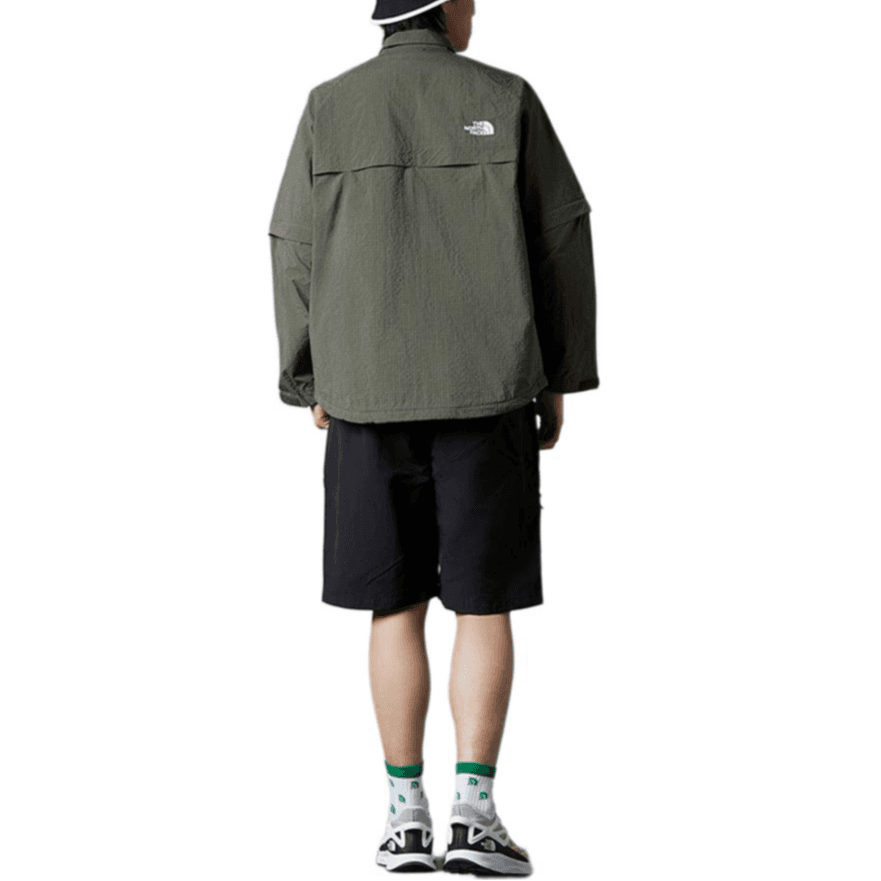 Куртка The North Face SS23 Urban Renewal Logo Embroidered Detachable Sleeve Windproof Jacket Green - изображение 3