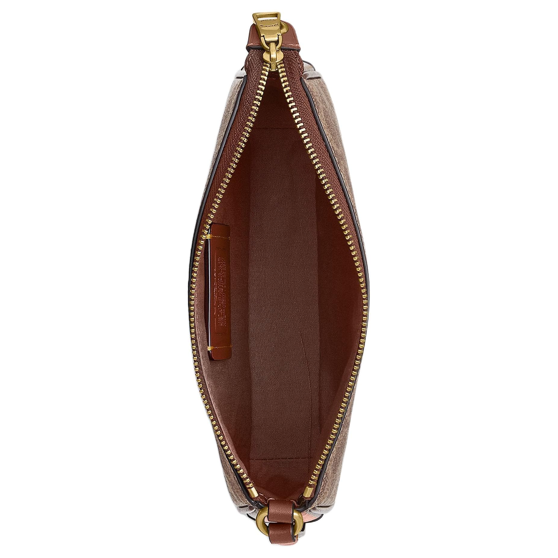 Мини-сумка COACH Plaza Искусственная кожа с коровьей кожей Сумка через плечо Маленькая Женская Коричнево-желтая - изображение 4
