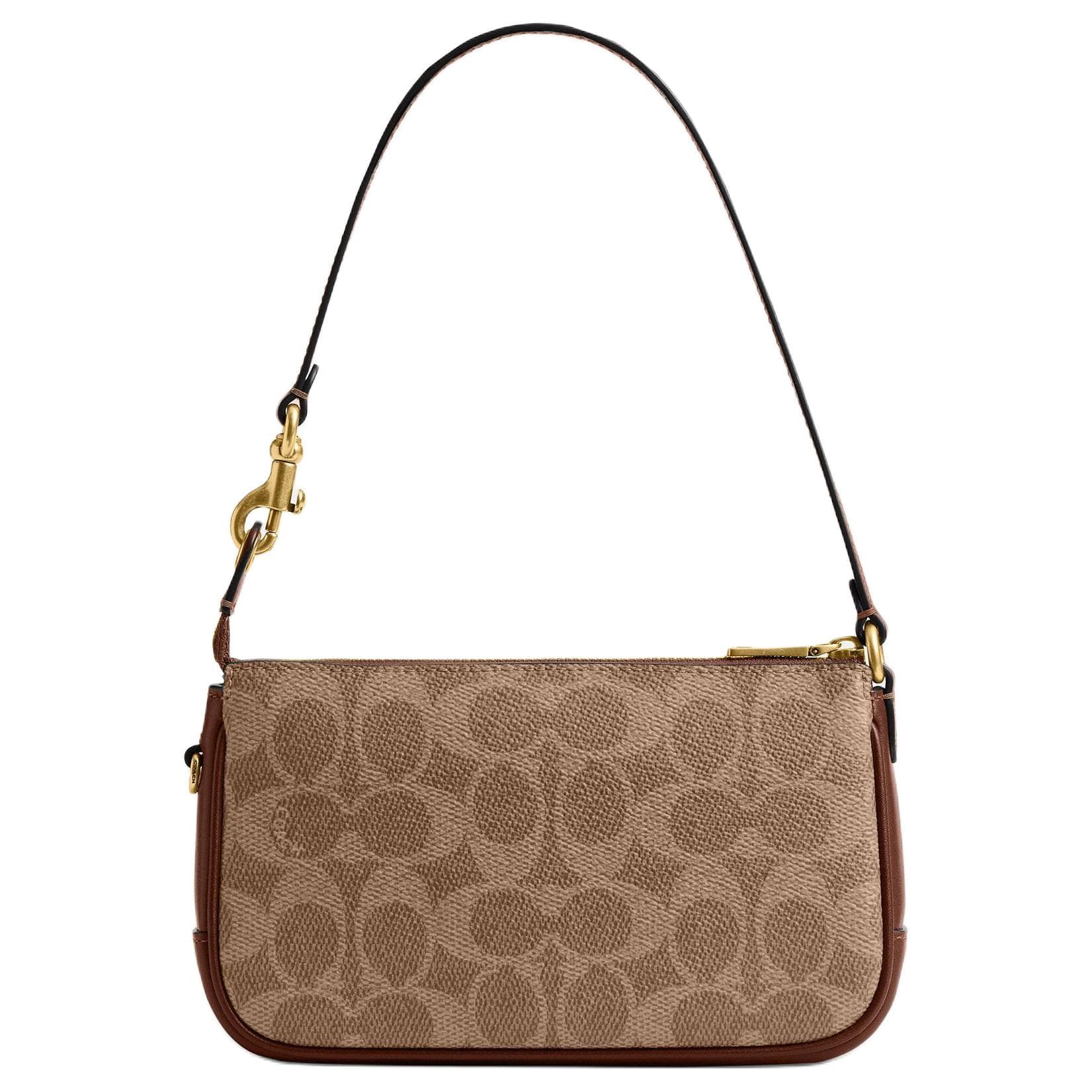 Мини-сумка COACH Plaza Искусственная кожа с коровьей кожей Сумка через плечо Маленькая Женская Коричнево-желтая - изображение 3