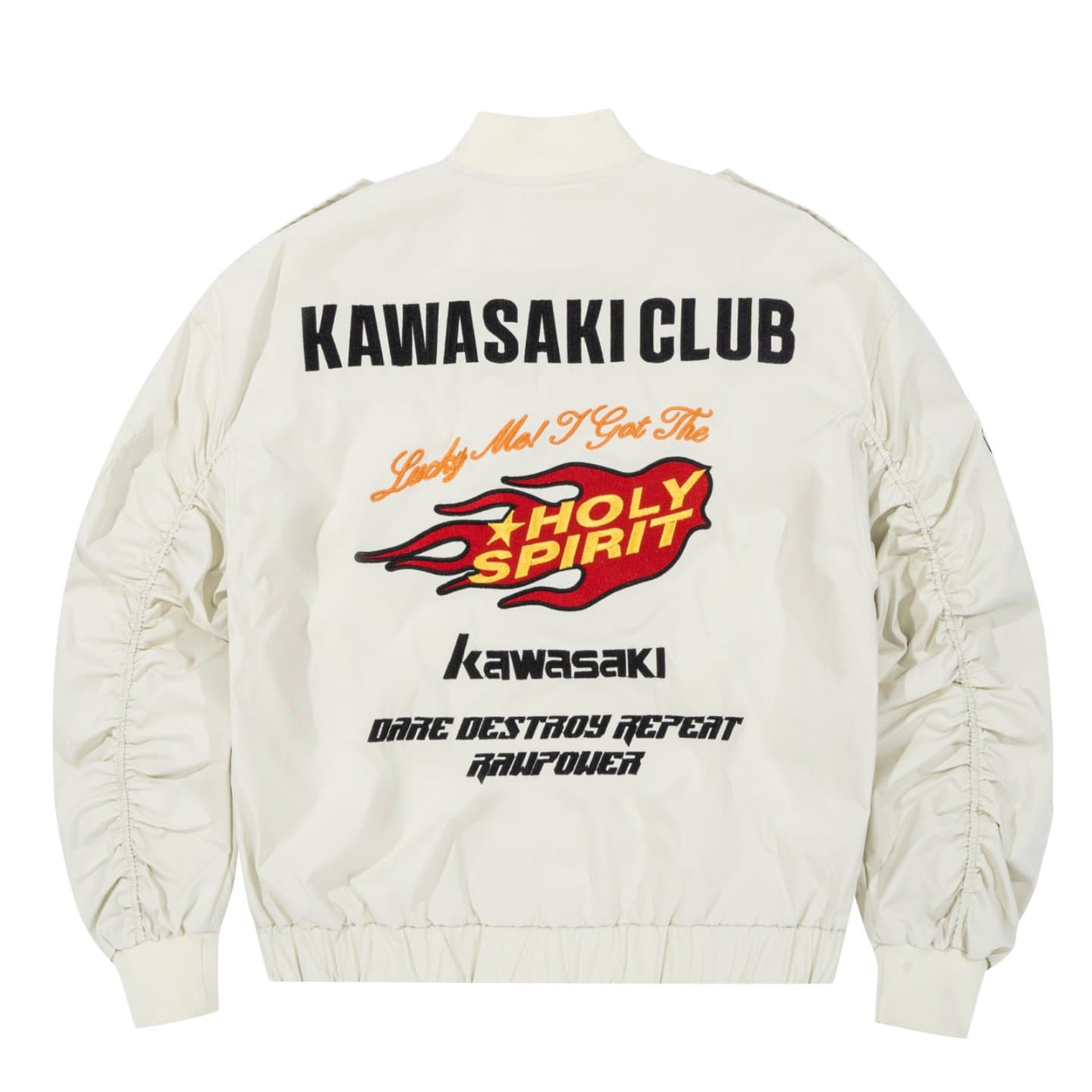 Куртка Kawasaki Кавасаки Американский роскошная уличная мода винтаж куртка с вышивкой и контрастными вставками, утолщенный с наполнителем, унисекс свободный покрой бейсбольная куртка - изображение 2