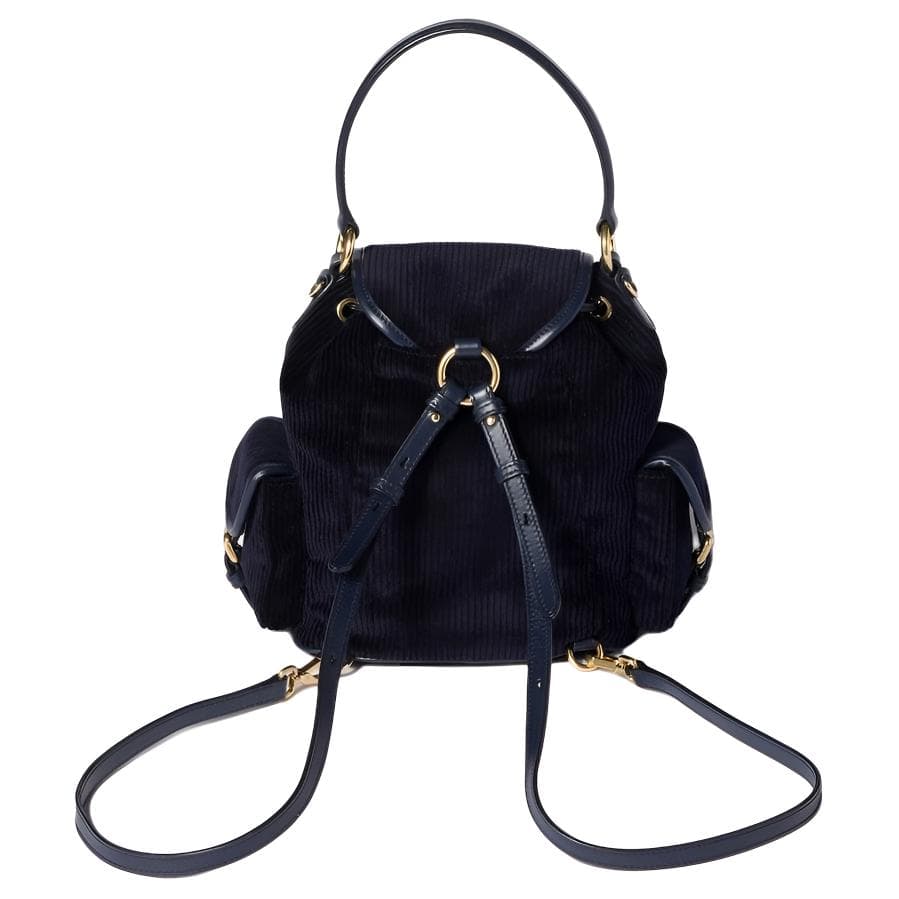 Рюкзак Miu Miu Leather Logo Corduroy Backpack Medium Blue - изображение 3