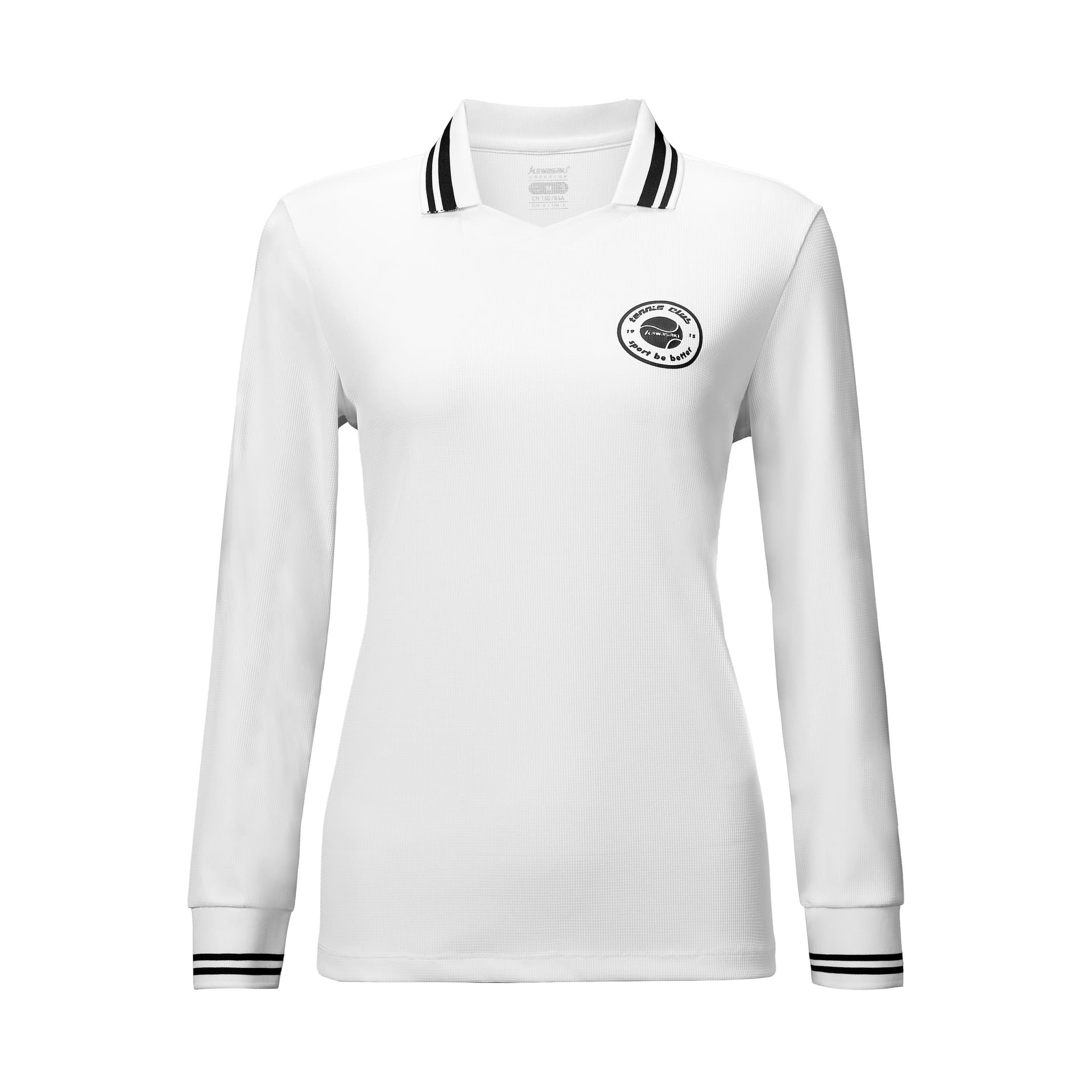 Kawasaki Кавасаки серия Slim Waist Преппи стиль легкий дышащий можно носить круглый год минималистичный облегающий Воротник поло спортивная рубашка с длинным рукавом для бадминтона женская - изображение 1