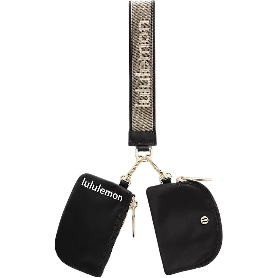 Lululemon Dual Pouch Нейлон Путешествие Мешок для хранения Унисекс Черный золотой - изображение 1