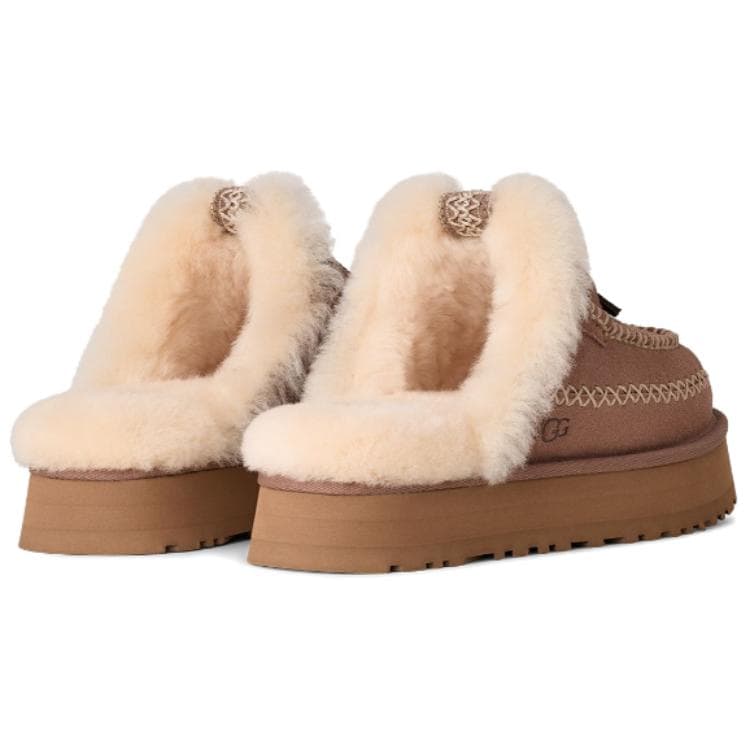 Сандалии UGG Leisure Повседневные Универсальные Винтажные Флисовые Подкладочные Мюли ЭВА Устойчивые к Износу Домашние Тапочки - изображение 2
