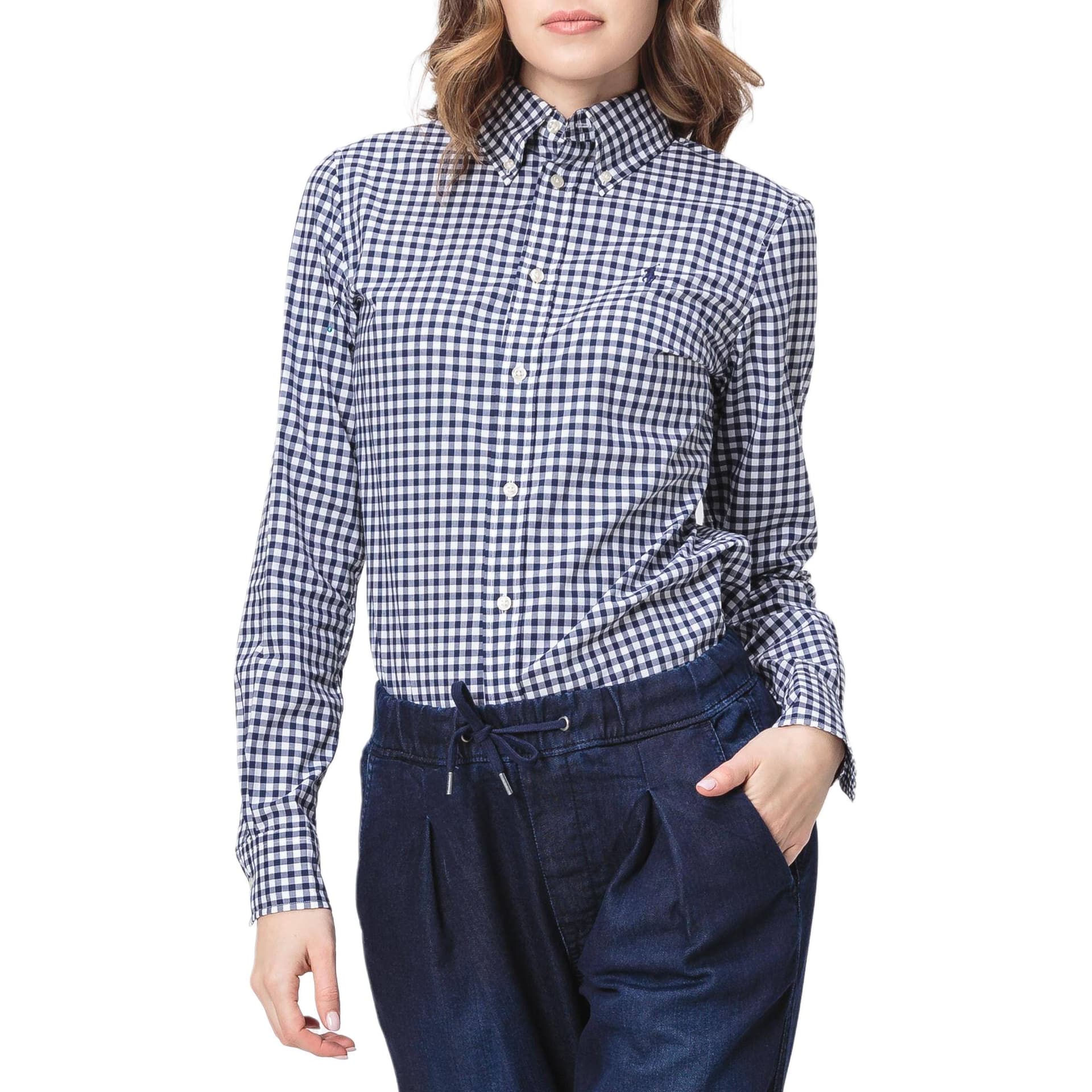Блузка Polo Ralph Lauren SS24 Рубашка Облегающая Женская Морской Синий - изображение 2