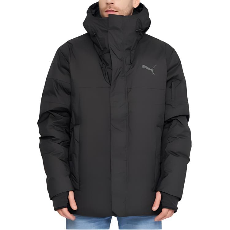 Зимняя куртка PUMA Logo Zip Hoodie Down Jacket Black - изображение 5