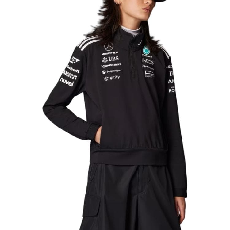 Худи Adidas x Mercedes AMG Petronas F1 Team Motorsport Худи в стиле ханфу Женское Черное Белое - изображение 2