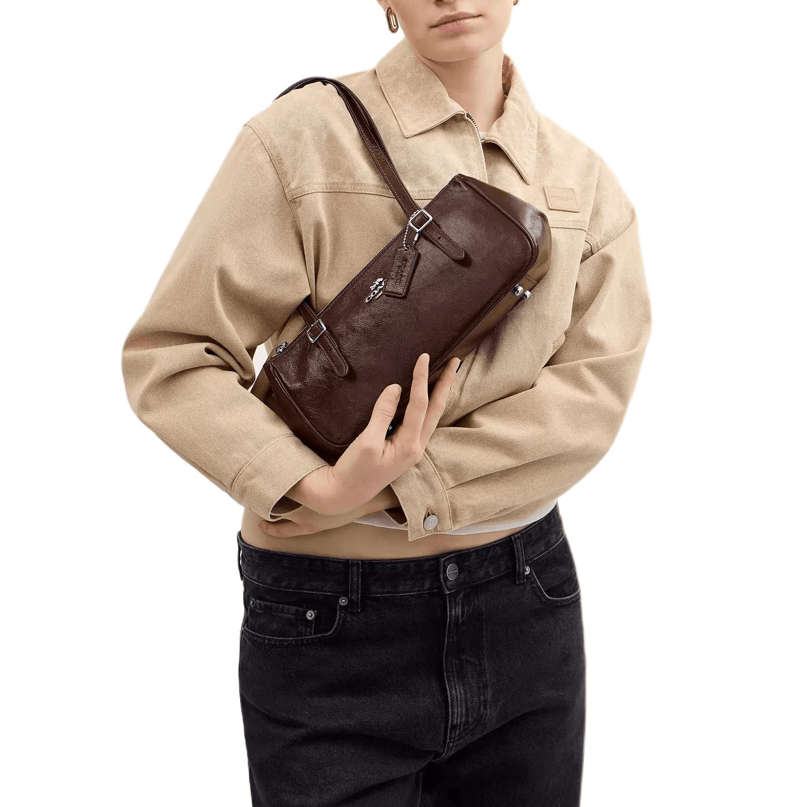Мини-сумка COACH Коровья кожа Подмышечная сумка на плечо Большая женская Клен - изображение 5