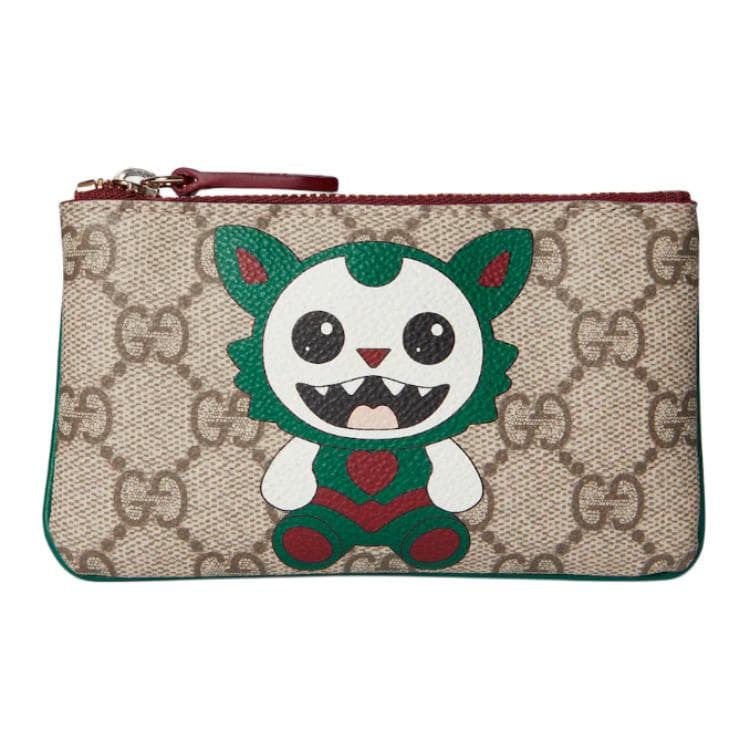 Ключница GUCCI Покрытая ткань Key Pouch Женская Бежевая и Темно-коричневая - изображение 2