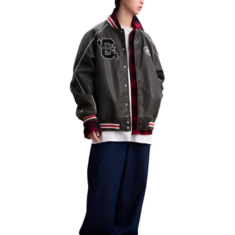 Бомбер Converse All Star AW24 Удобный логотип бренда Бейсбольная куртка с буквами Длинный рукав Мужской Армейский зеленый - изображение 3