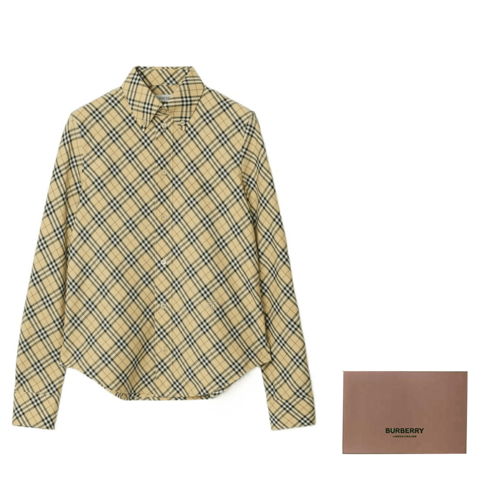 Блузка Burberry FW24 Рубашка Женская Бежевая Желтая - изображение 9