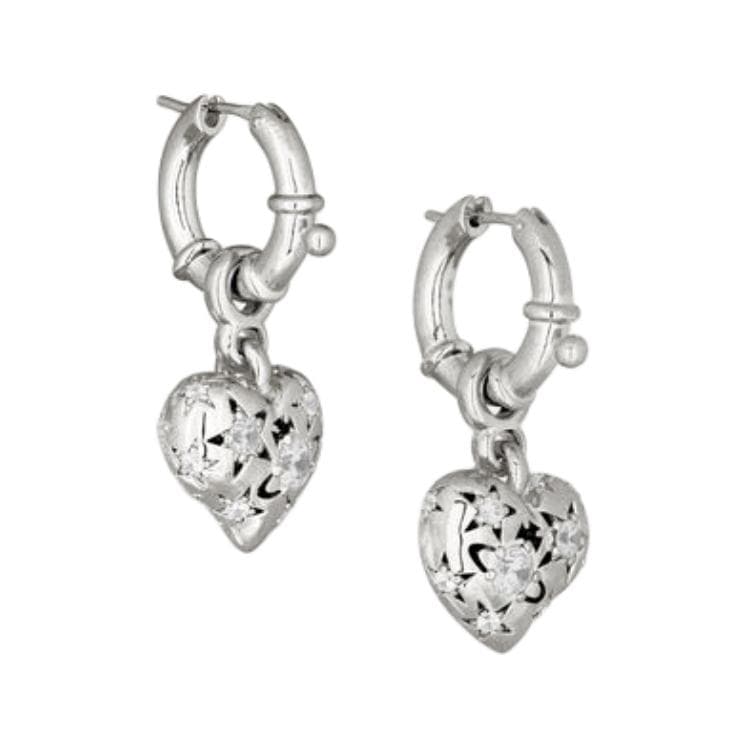 Серьги Vivienne Westwood Orb ажурный кулон с сердечком и Сатурном Латунированное Серьги унисекс серебристый - изображение 3