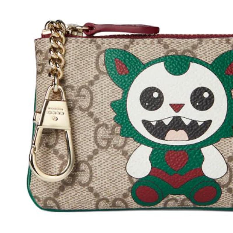 Ключница GUCCI Покрытая ткань Key Pouch Женская Бежевая и Темно-коричневая - изображение 6