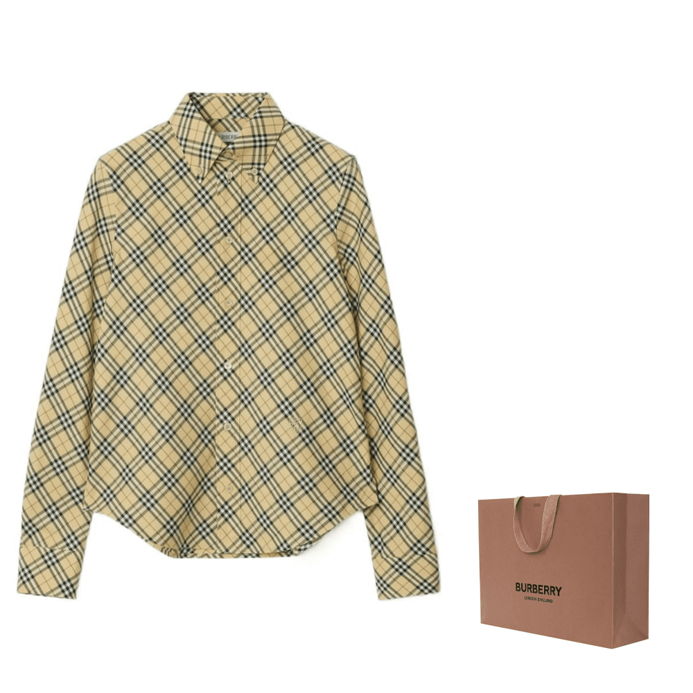 Блузка Burberry FW24 Рубашка Женская Бежевая Желтая - изображение 8