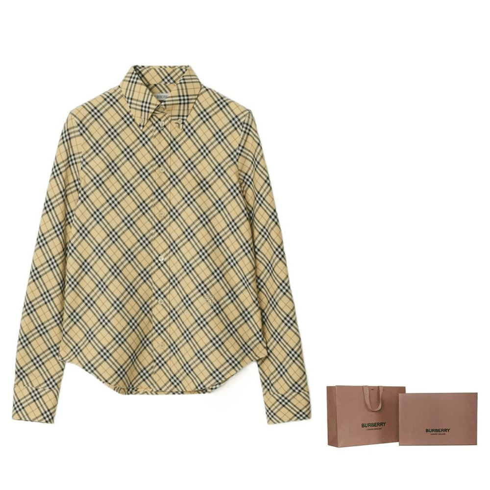 Блузка Burberry FW24 Рубашка Женская Бежевая Желтая - изображение 10