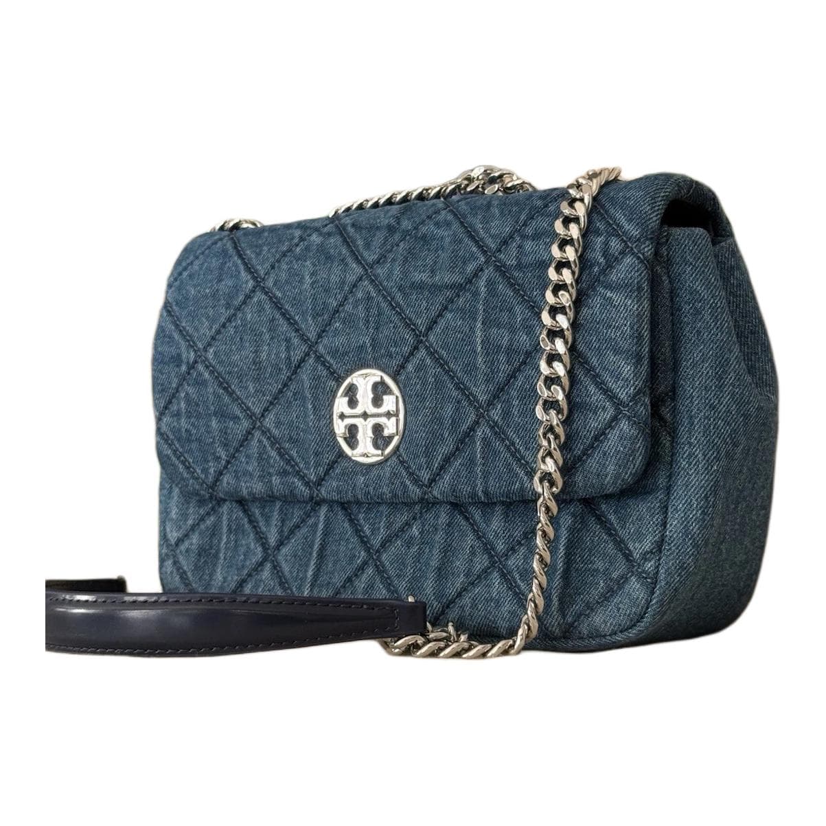 Мини-сумка Tory Burch Willa Ткань с овчиной Сумка на плечо Женская Джинсовый синий - изображение 3