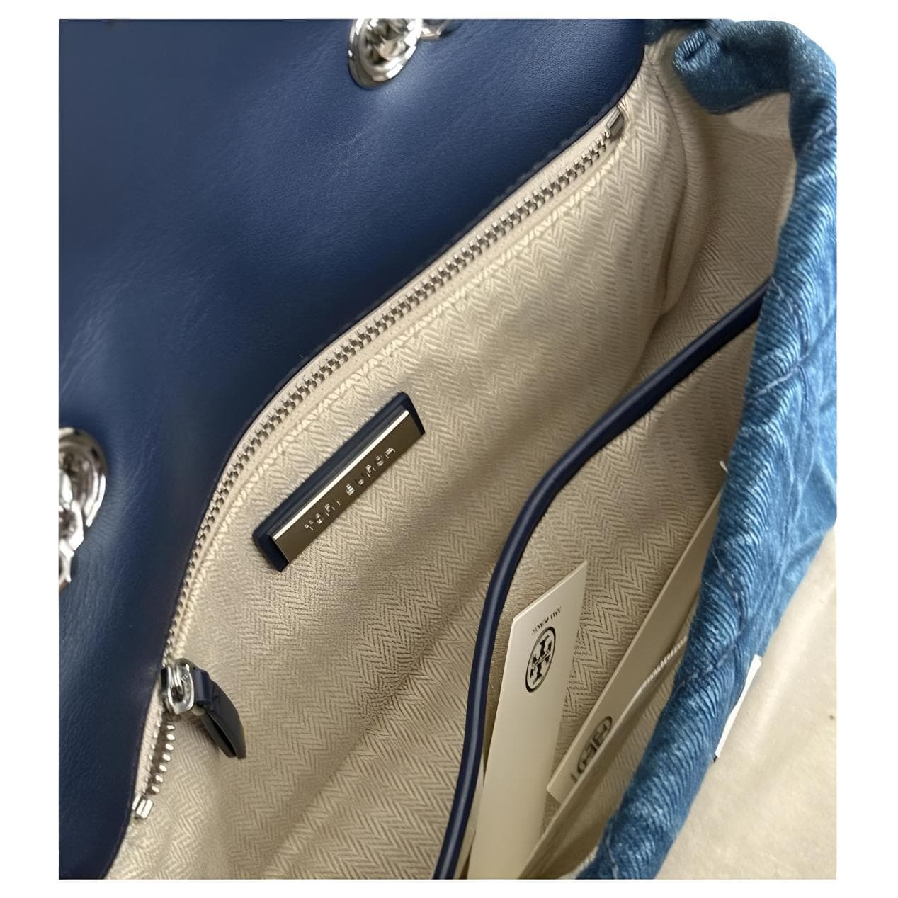 Мини-сумка Tory Burch Willa Ткань с овчиной Сумка на плечо Женская Джинсовый синий - изображение 4