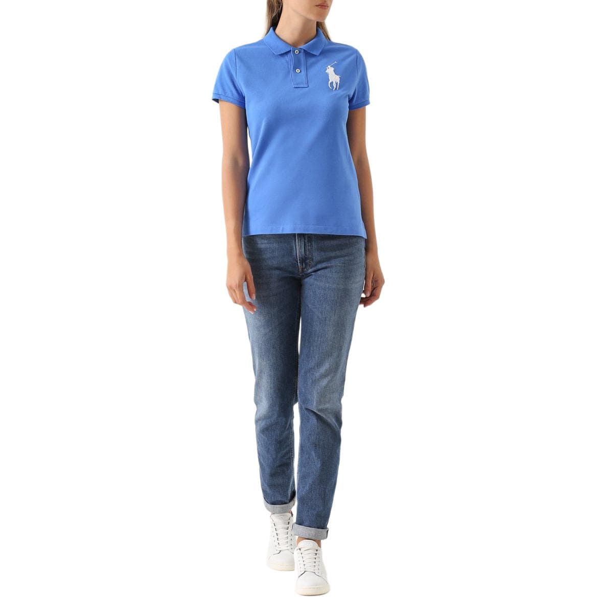 Polo Ralph Lauren Big Pony Поло Утягивающееся Версия Женское Синий - изображение 2