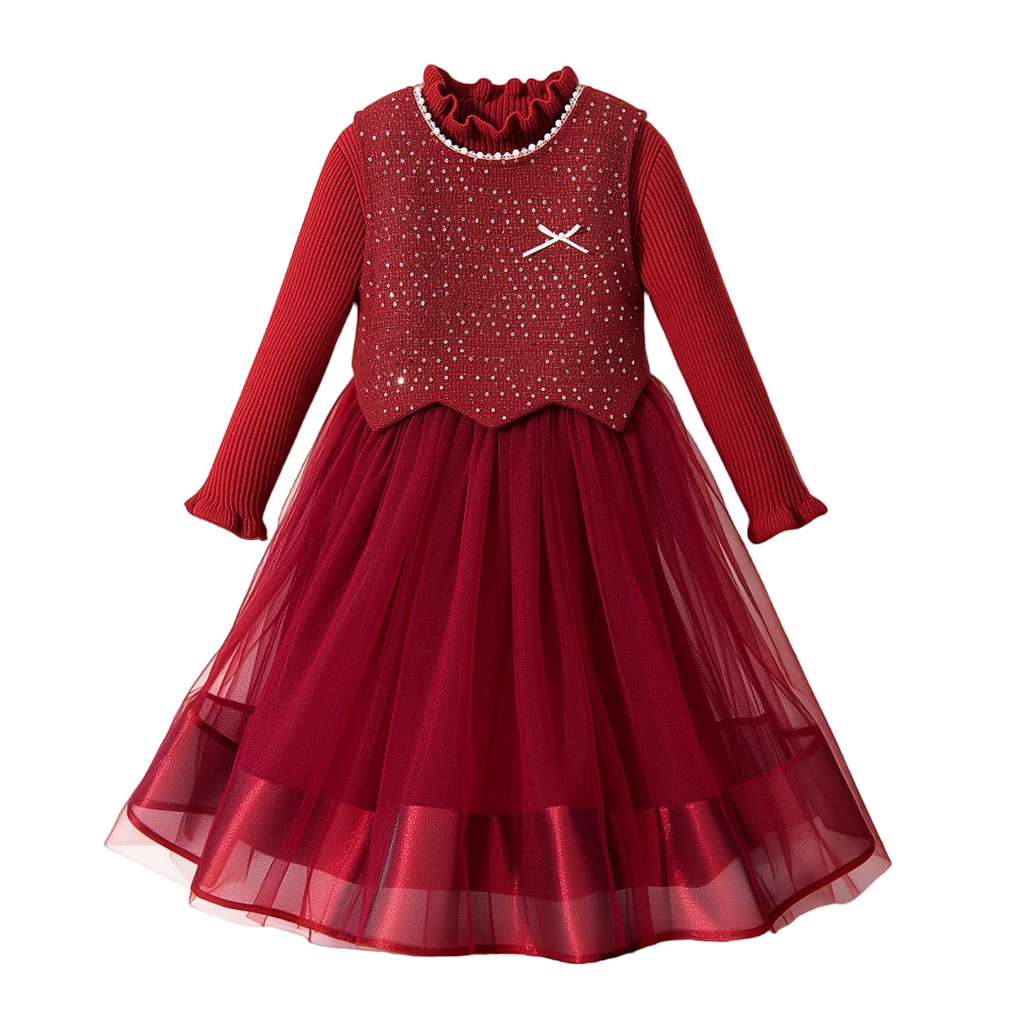 Disney [Thickened Thermal] Solid Color Red KIDS Dresses Disney [Утолщенный Теплоизоляционный] Однотонный Красный KIDS Платья - изображение 1