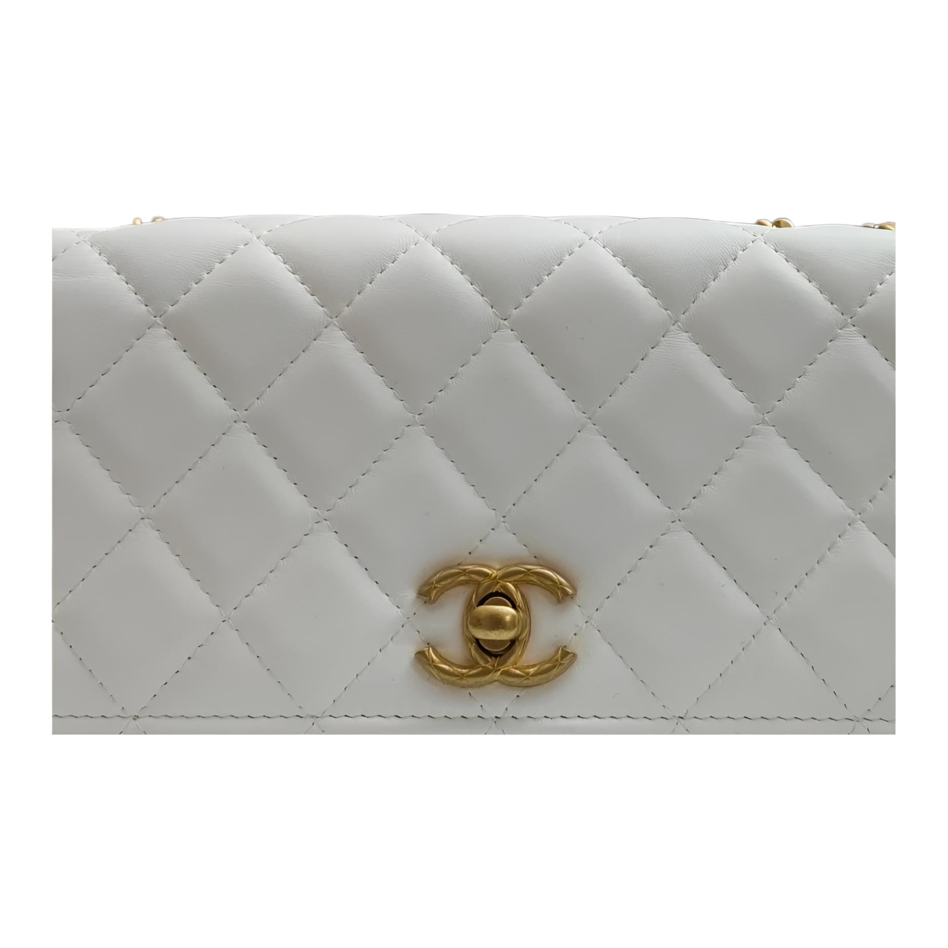 Сумка через плечо CHANEL WOC Small Gold Ball Chain Shoulder Quilted Lambskin Wallet Bag White - изображение 2