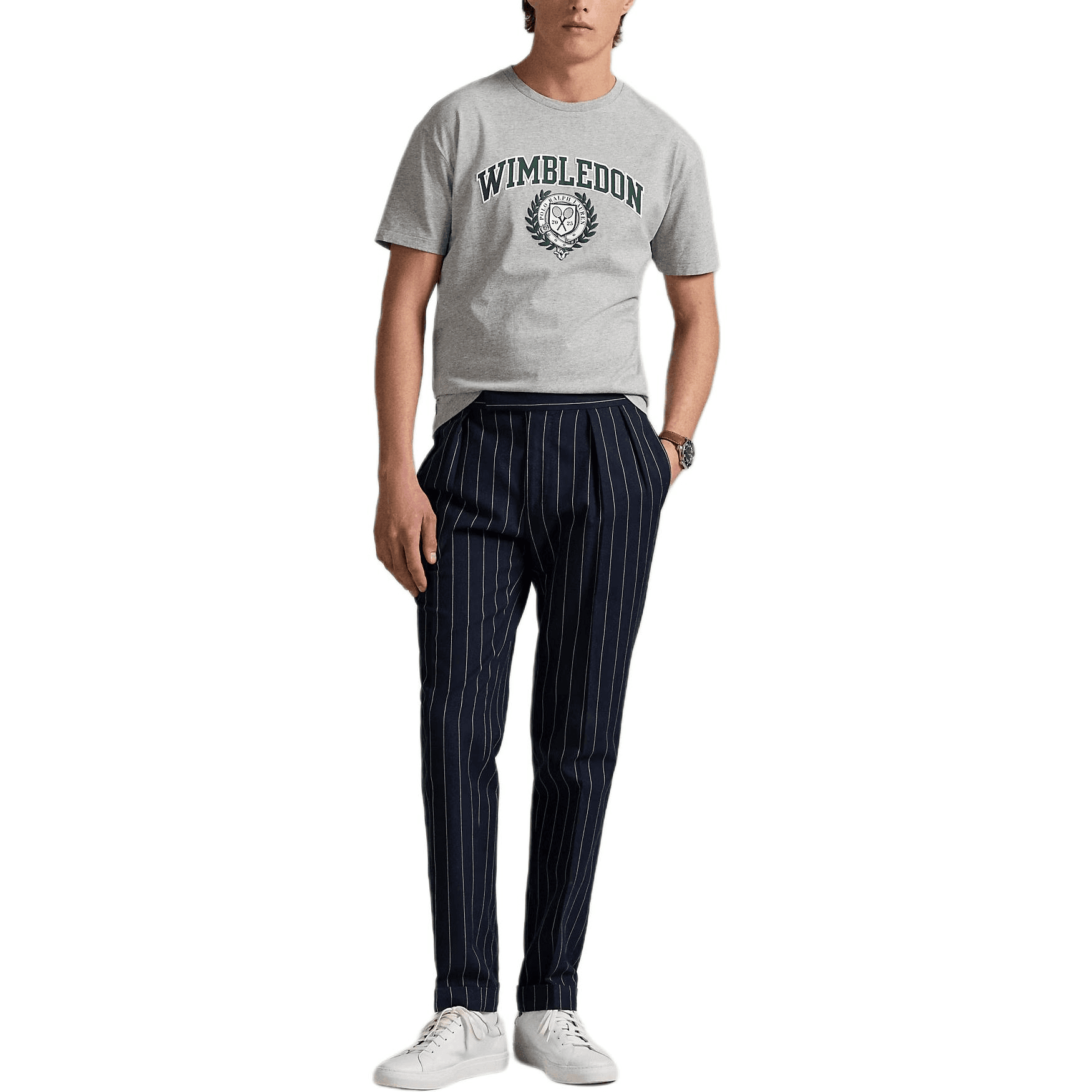 Футболка Polo Ralph Lauren Wimbledon SS25 T Рубашка Классическая версия Мужская Серый - изображение 3