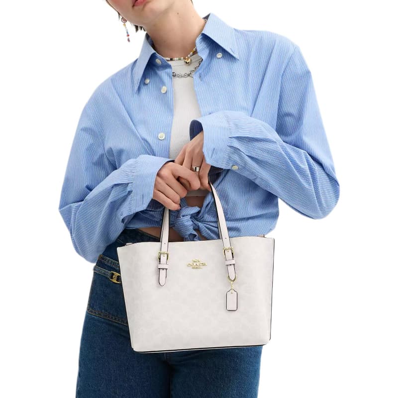 Сумка COACH Mollie Сумка из искусственной кожи одно плечо тоут сумка для покупок сумка 25 см женская белая - изображение 4