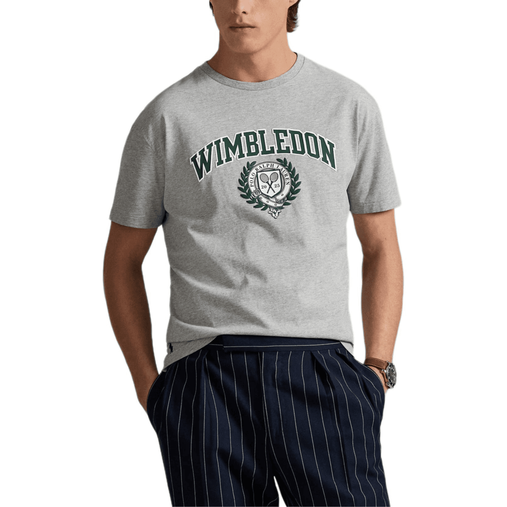 Футболка Polo Ralph Lauren Wimbledon SS25 T Рубашка Классическая версия Мужская Серый - изображение 2