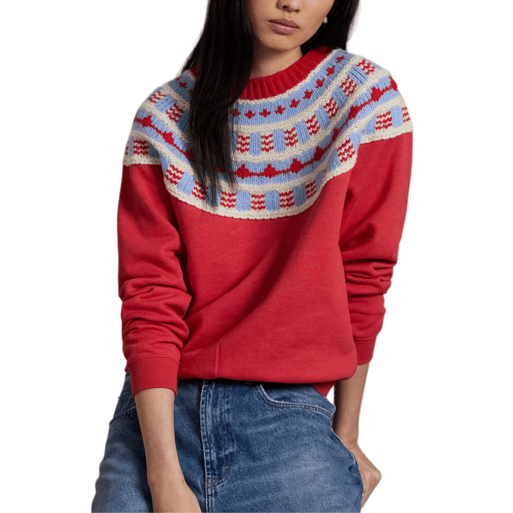 Кофта Polo Ralph Lauren Свитшот Свободный покрой Женские Правая сторона Боковая сторона Красный - изображение 2