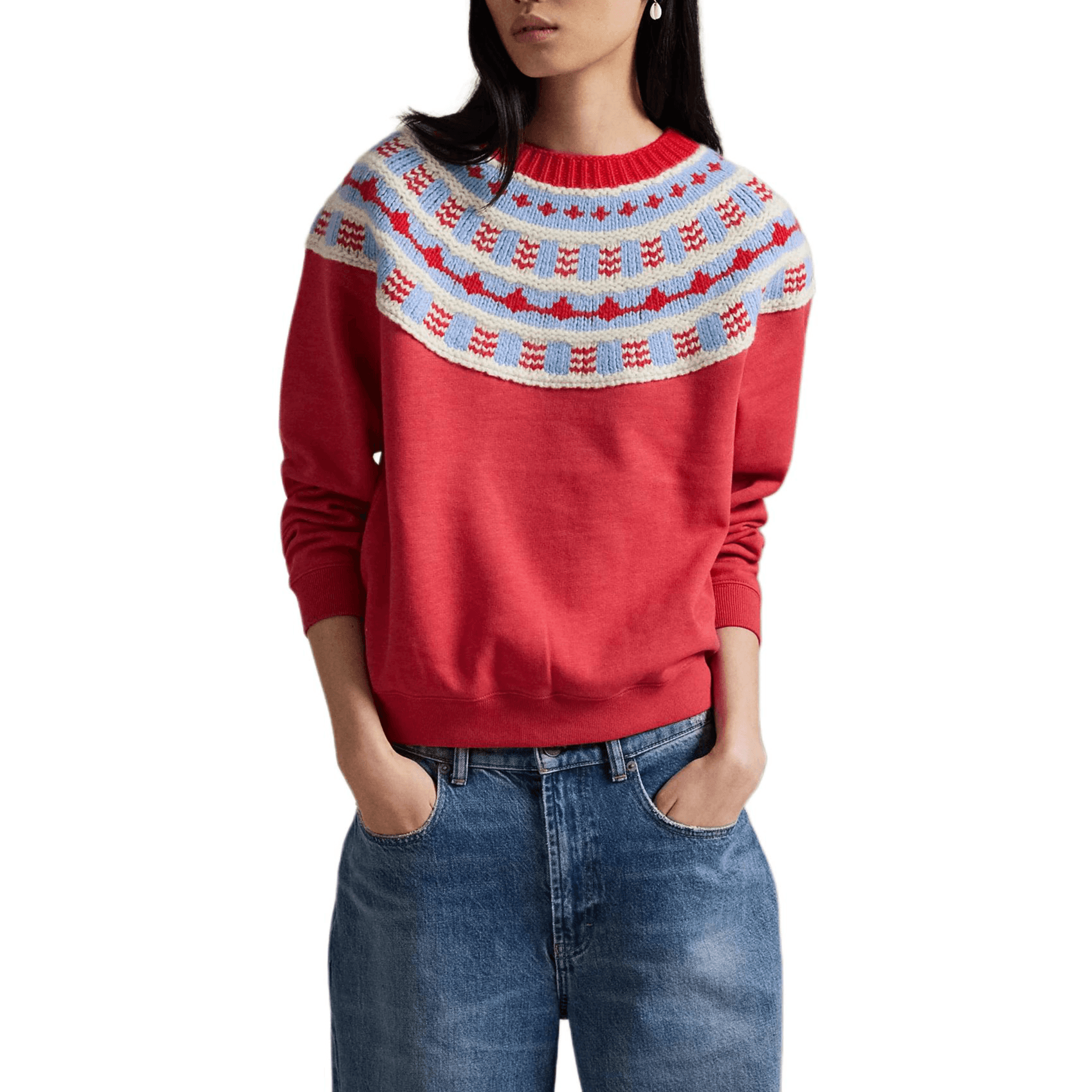Кофта Polo Ralph Lauren Свитшот Свободный покрой Женские Правая сторона Боковая сторона Красный - изображение 3