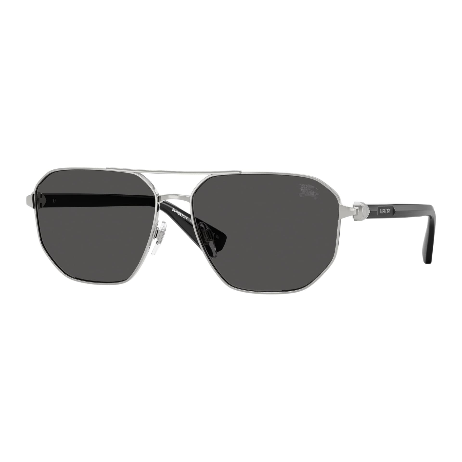 Солнцезащитные очки Burberry Aviator Сплав Солнцезащитные очки Унисекс Черный Серебряный - изображение 1