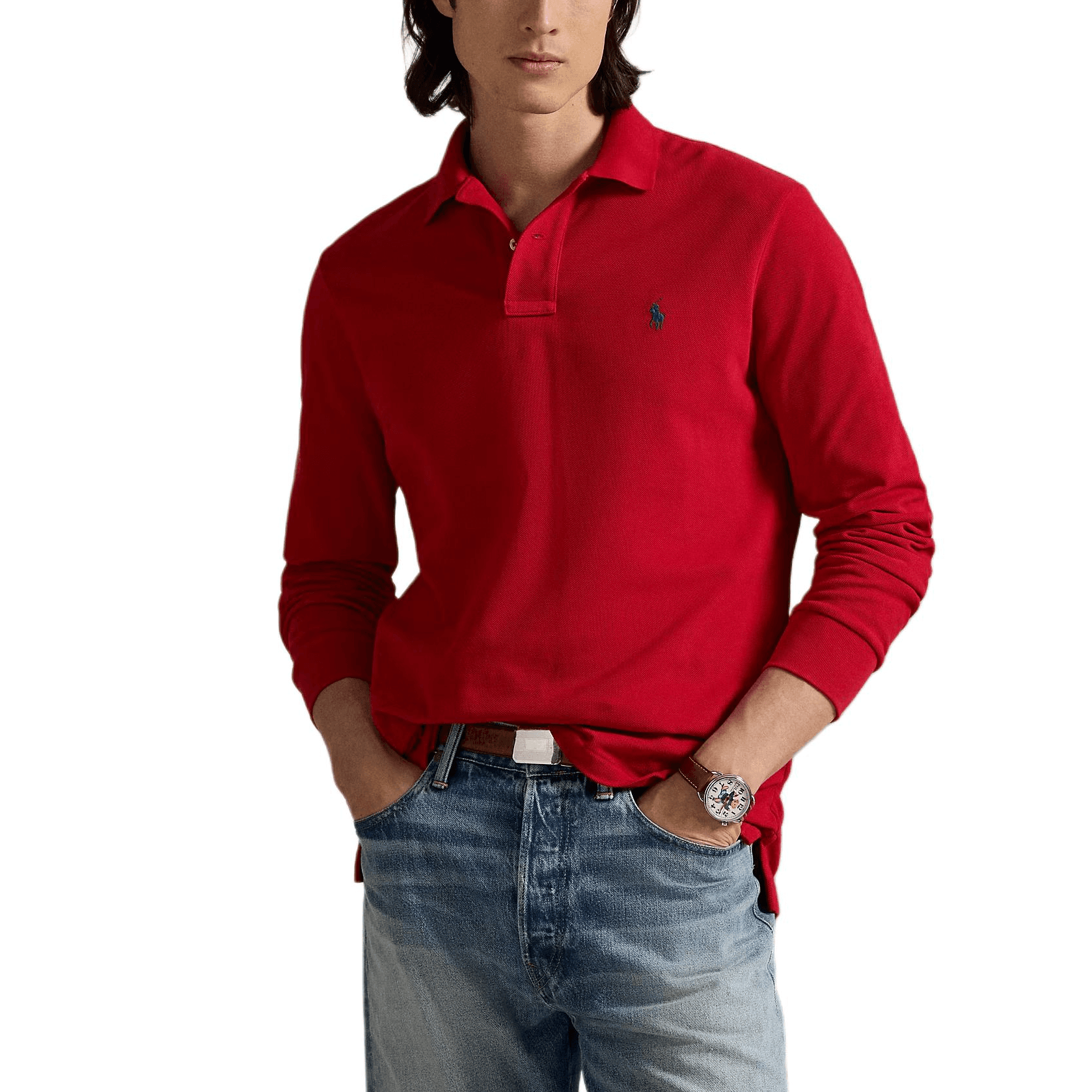 Поло Polo Ralph Lauren Ярко-красный Мужской Поло - изображение 4