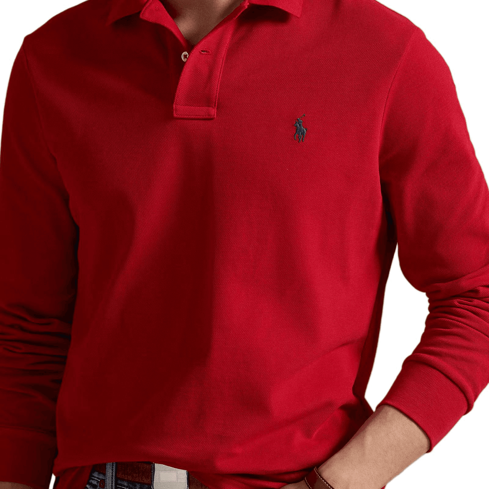 Поло Polo Ralph Lauren Ярко-красный Мужской Поло - изображение 5