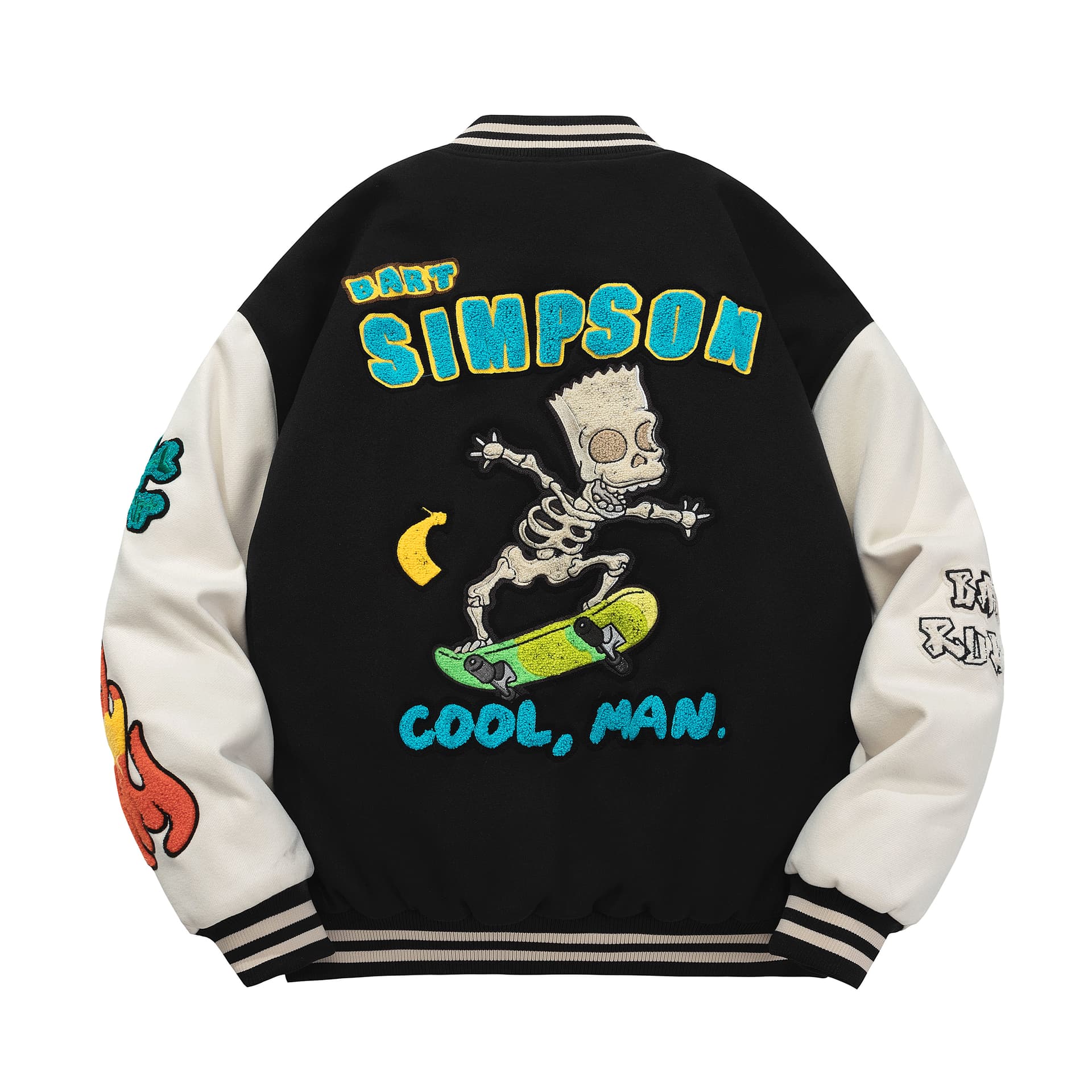 Зимняя куртка пуховик The Simpsons Симпсоны Американский винтаж Мультяшный рисунок Ворс Многоцветный Ветрозащитный Экстра свободный Повседневный Модный Универсальный Утолщенный Осень зима Рабочая одежда Бейсбольная куртка Длинный рукав Пуховик Кардиган Унисекс - изображение 2