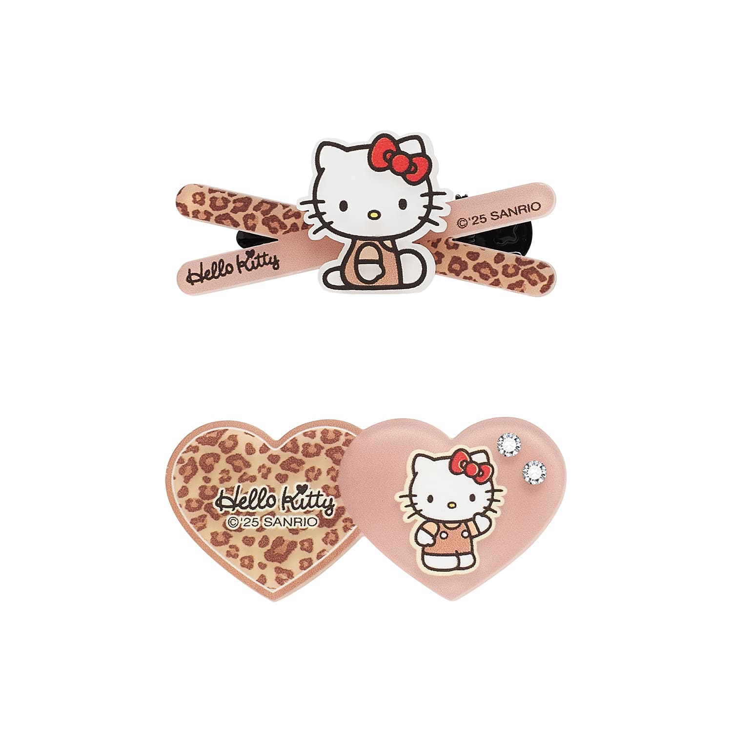 Заколка Sanrio Хелло Китти Леопардовый принт Гавайи Мультяшный рисунок Заколки для волос Милый и симпатичный Освежающий Привлекательный Чёлка Акрил - изображение 1