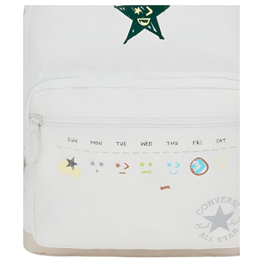 Рюкзак Converse GO 2 25L с логотипом бренда, трафаретной печатью, полиэстер, рюкзак, обычный размер, унисекс, парный, белый - изображение 4
