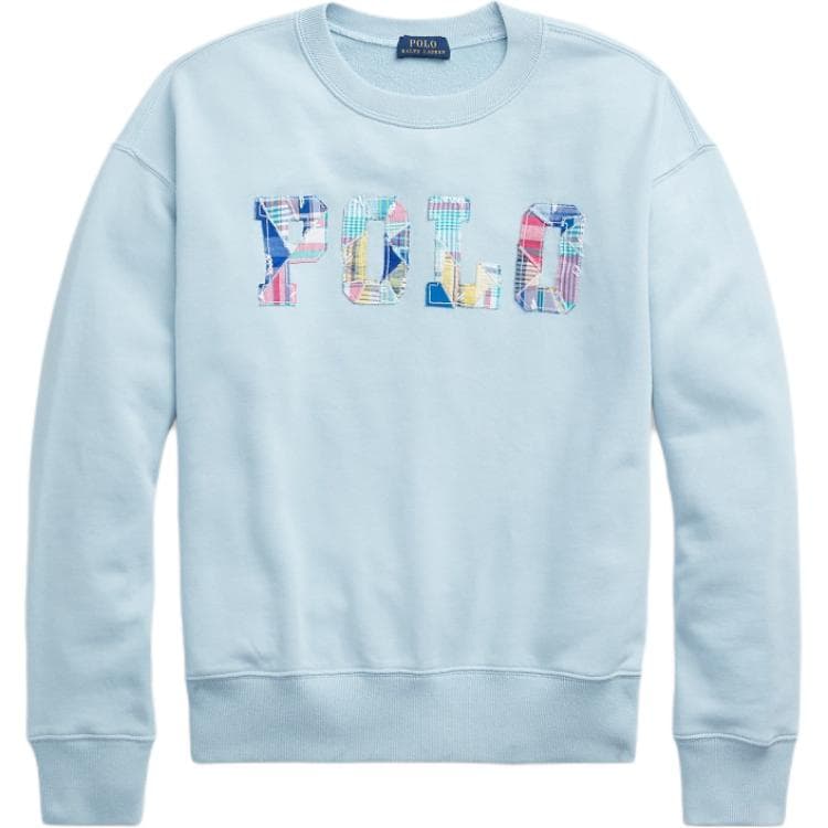 Худи Polo Ralph Lauren FW25 Логотип пэчворк круглый вырез длинные рукавы Толстовка женская синяя - изображение 1