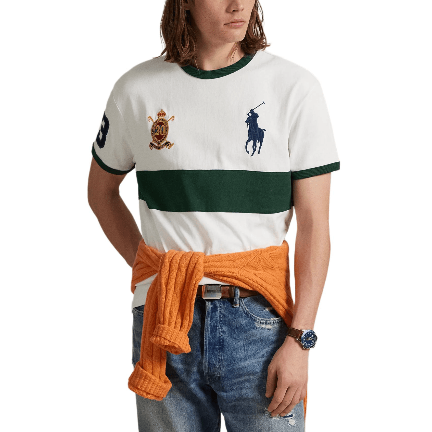 Футболка Polo Ralph Lauren Big Pony FW25 T Классическая версия Мужская Белая рубашка - изображение 3