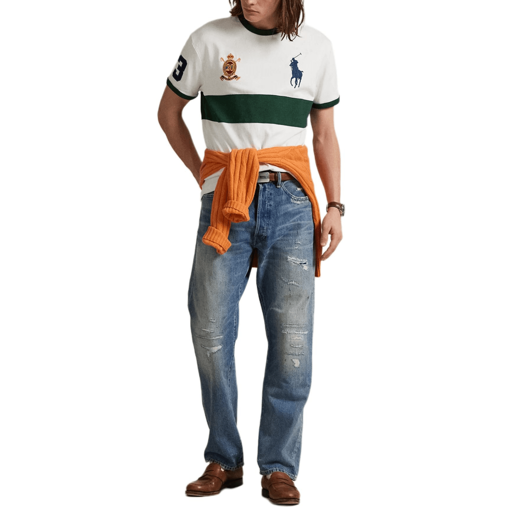 Футболка Polo Ralph Lauren Big Pony FW25 T Классическая версия Мужская Белая рубашка - изображение 2