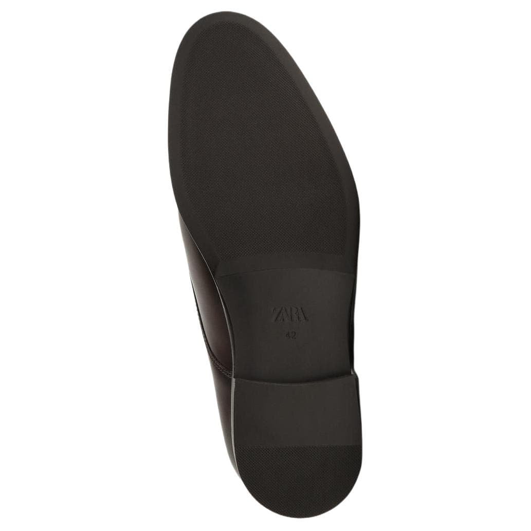 ZARA Мужские туфли из коровьей кожи темно-коричневого цвета - изображение 4