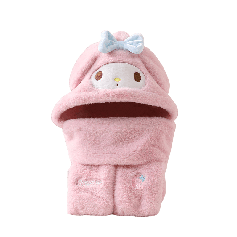 Sanrio Набор из трех предметов с утолщенной флисовой подкладкой, капюшоны и плюшевые шапки, женский - изображение 2