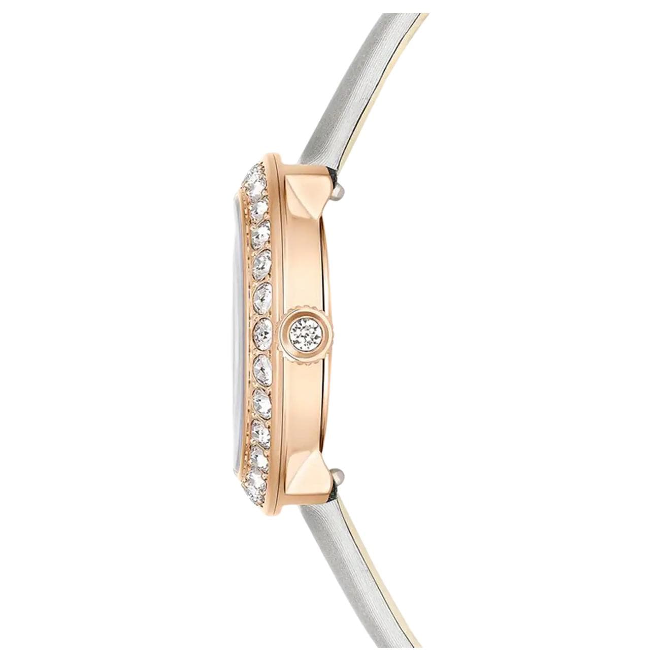 Механические часы Swarovski Часы на запястье Кварцевый механизм Кожаный ремешок 30 мм Серебристый циферблат Женские часы - изображение 2