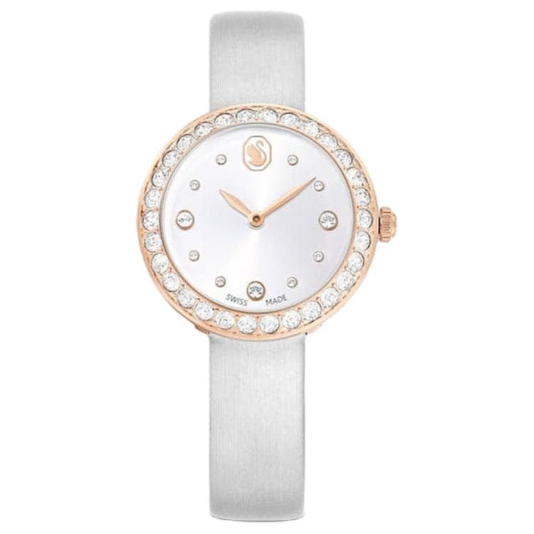 Механические часы Swarovski Часы на запястье Кварцевый механизм Кожаный ремешок 30 мм Серебристый циферблат Женские часы - изображение 1