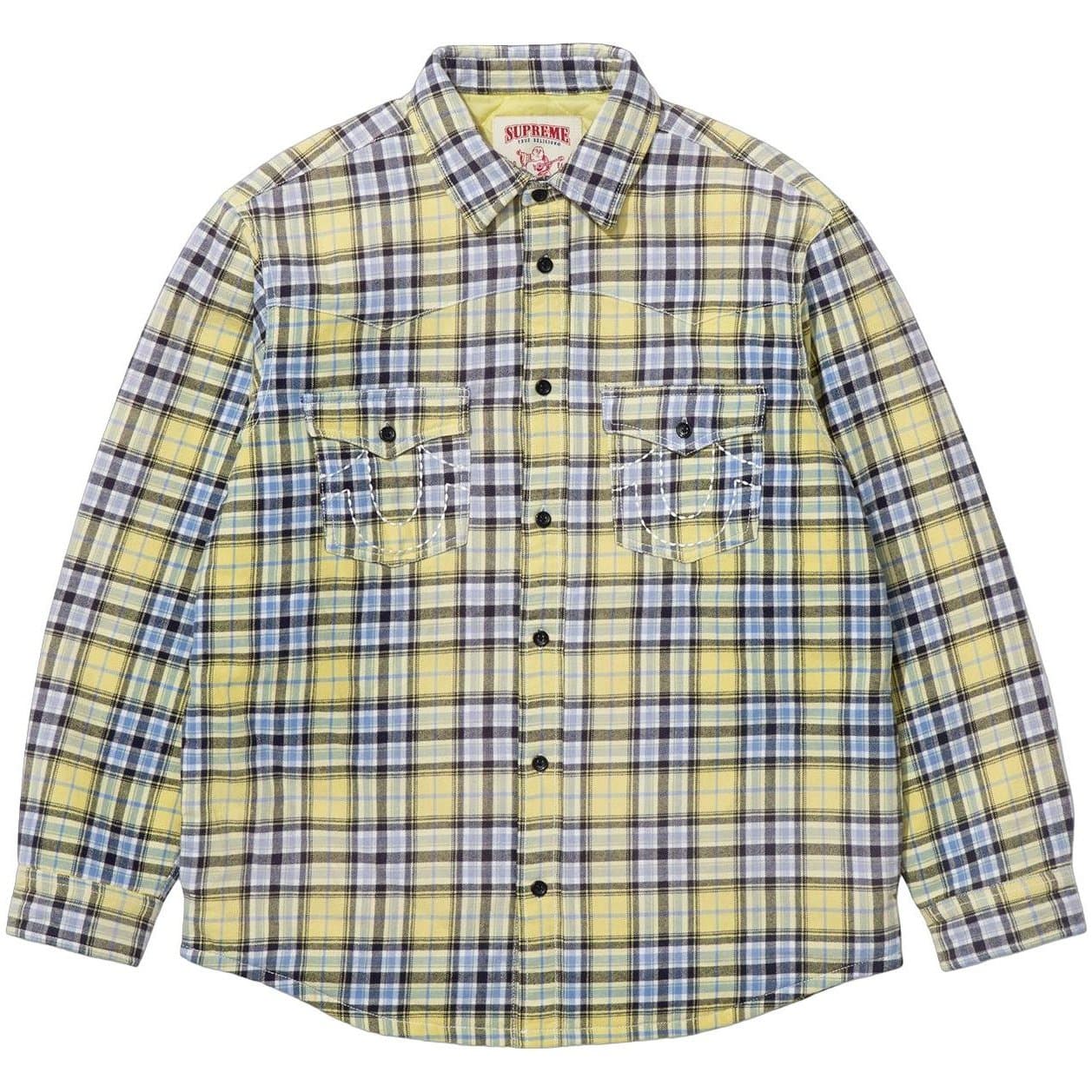 Рубашка Supreme x True Religion FW25 WEEK13 Стеганая лайнированная клетчатая фланелевая рубашка унисекс - изображение 2