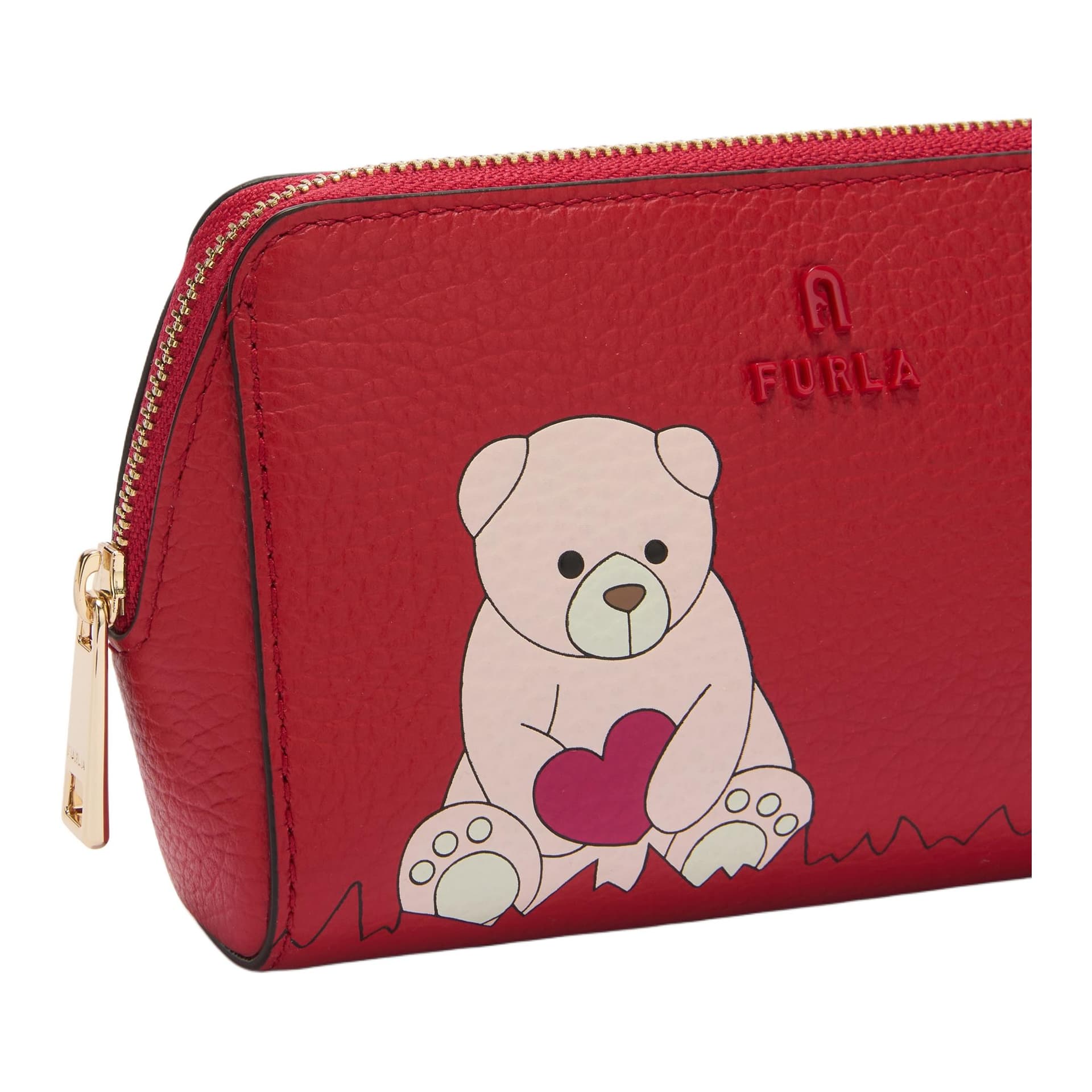Косметичка Furla Телячья кожа с текстурой Косметичка среднего размера Женская Розовая - изображение 4