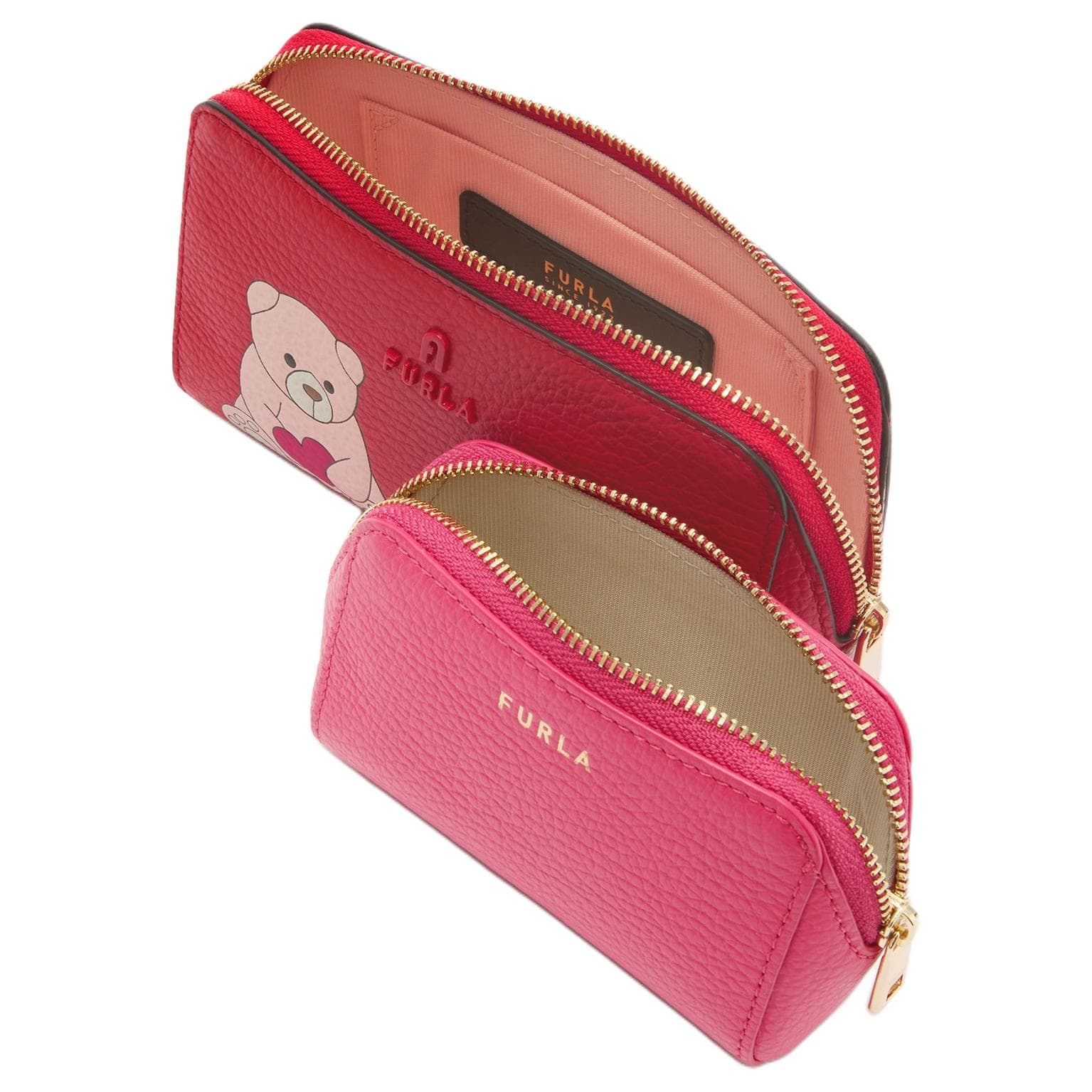 Косметичка Furla Телячья кожа с текстурой Косметичка среднего размера Женская Розовая - изображение 2