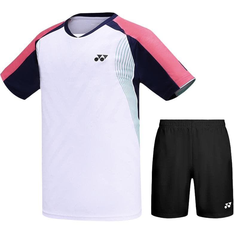 YONEX Комплекты [Белый топ + Черные шорты] Мужские Бадминтонные Джерси - изображение 1