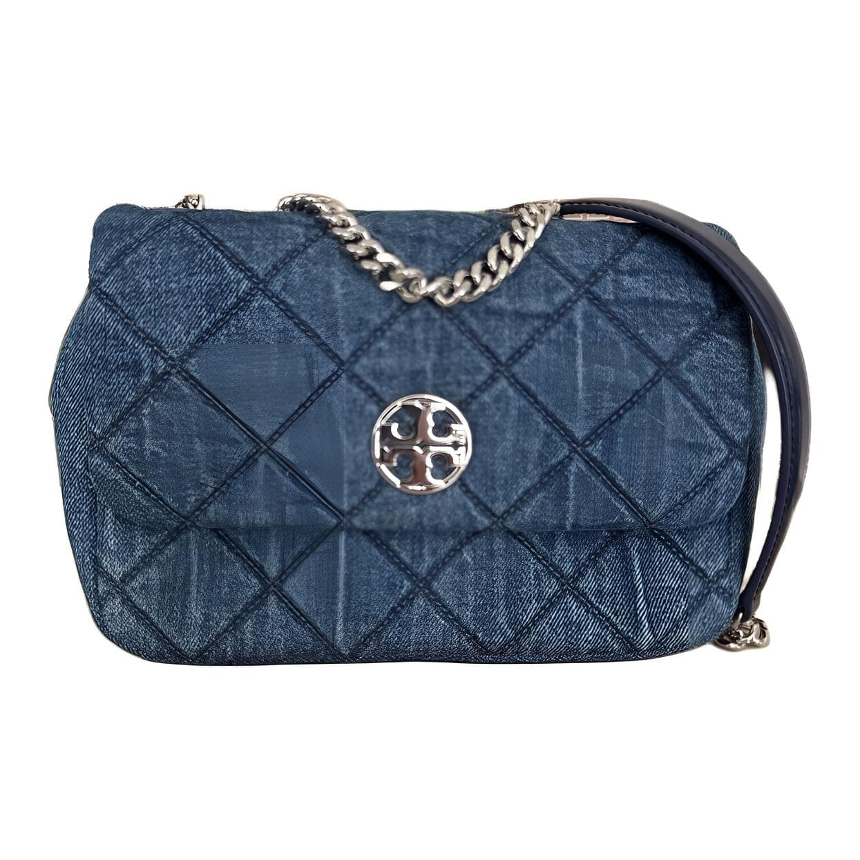 Мини-сумка Tory Burch Willa Ткань с овчиной Сумка на плечо Женская Джинсовый синий - изображение 1