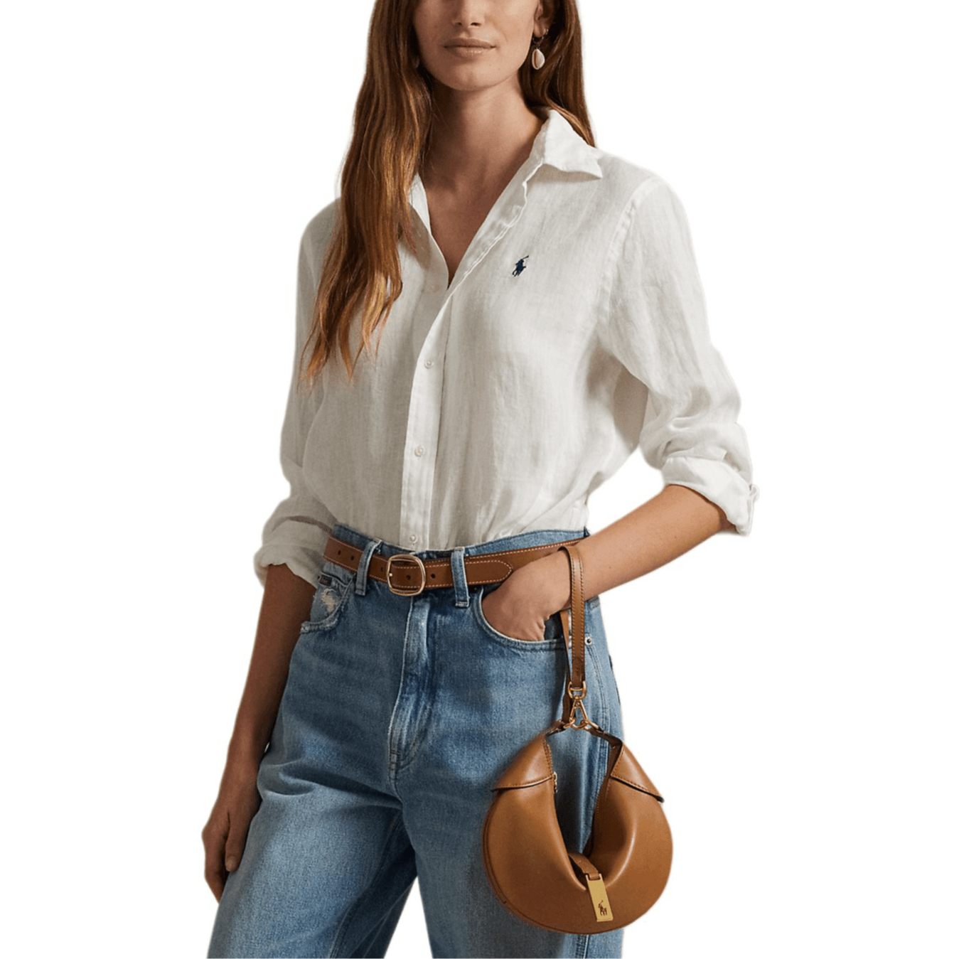 Блузка Polo Ralph Lauren Рубашка Смешанная Материал Женская Белая - изображение 3