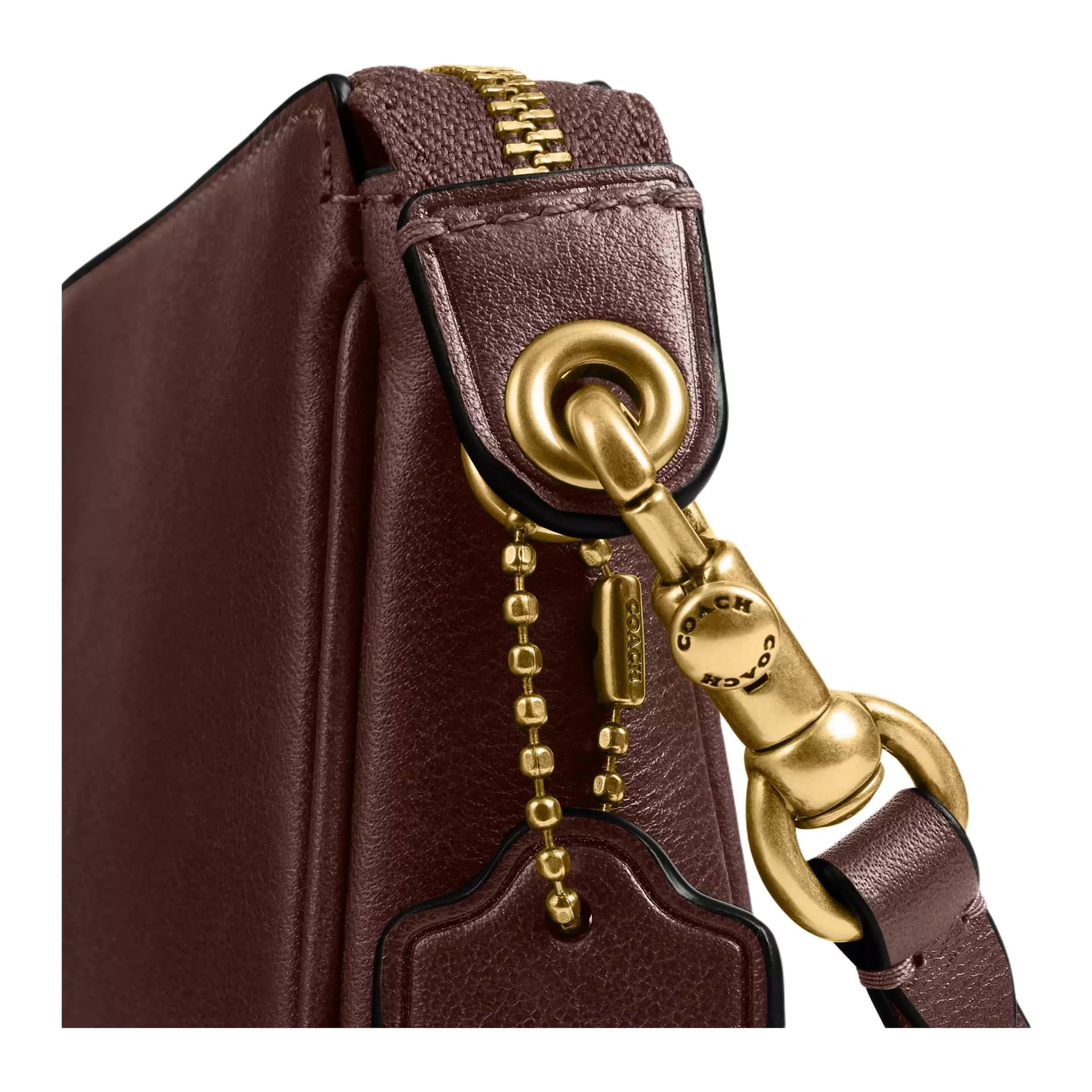 Мини-сумка COACH Plaza Кожа Сумка на плечо Маленькая Женская Латунь с Кленовым листом - изображение 7